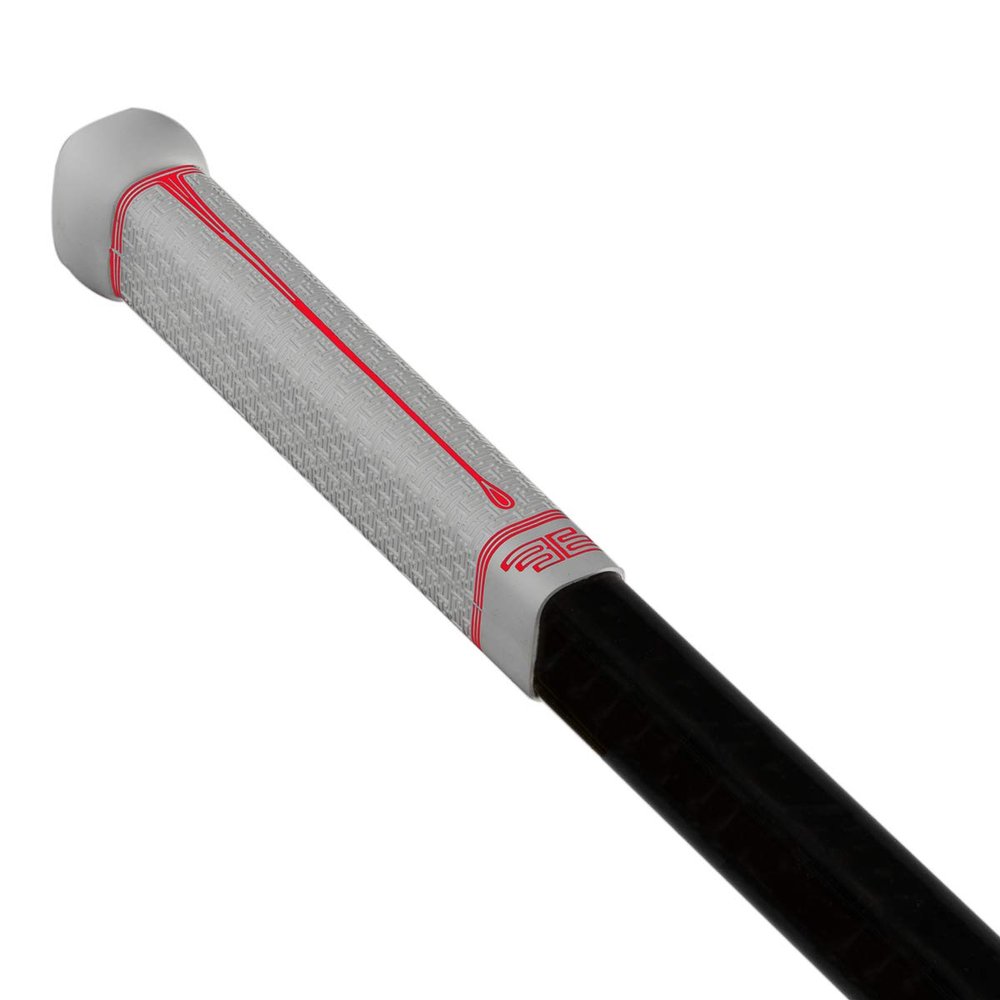 Buttendz Flux Z Hockey Stick Replacement Grip - Reusable Design, Large Knob Player Grip to Maximize Power, Accuracy and Stick Control, Fits All Stick Sizes (White/Red Drip)