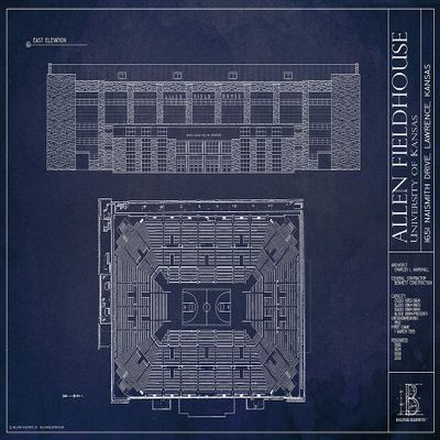 Ballpark Blueprints Allen Fieldhouse Blueprint-Style Print
