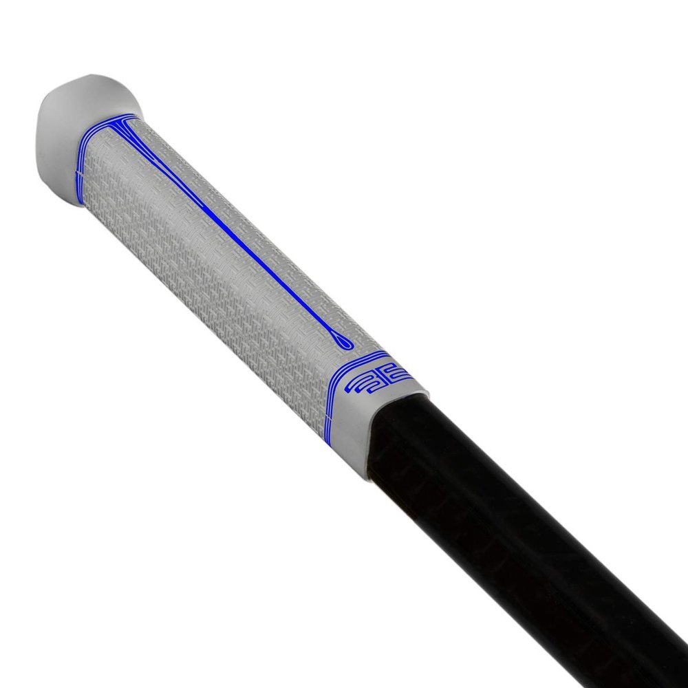 Buttendz Flux Z Hockey Stick Replacement Grip - Reusable Design, Large Knob Player Grip to Maximize Power, Accuracy and Stick Control, Fits All Stick Sizes (White/Blue Drip)