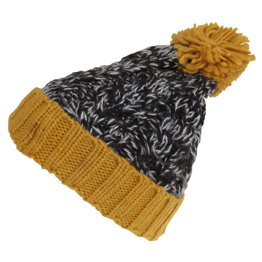 Universal Textiles Childrens/Kids Knitted Tassel Bobble Hat (One Size) (Black/Yellow)