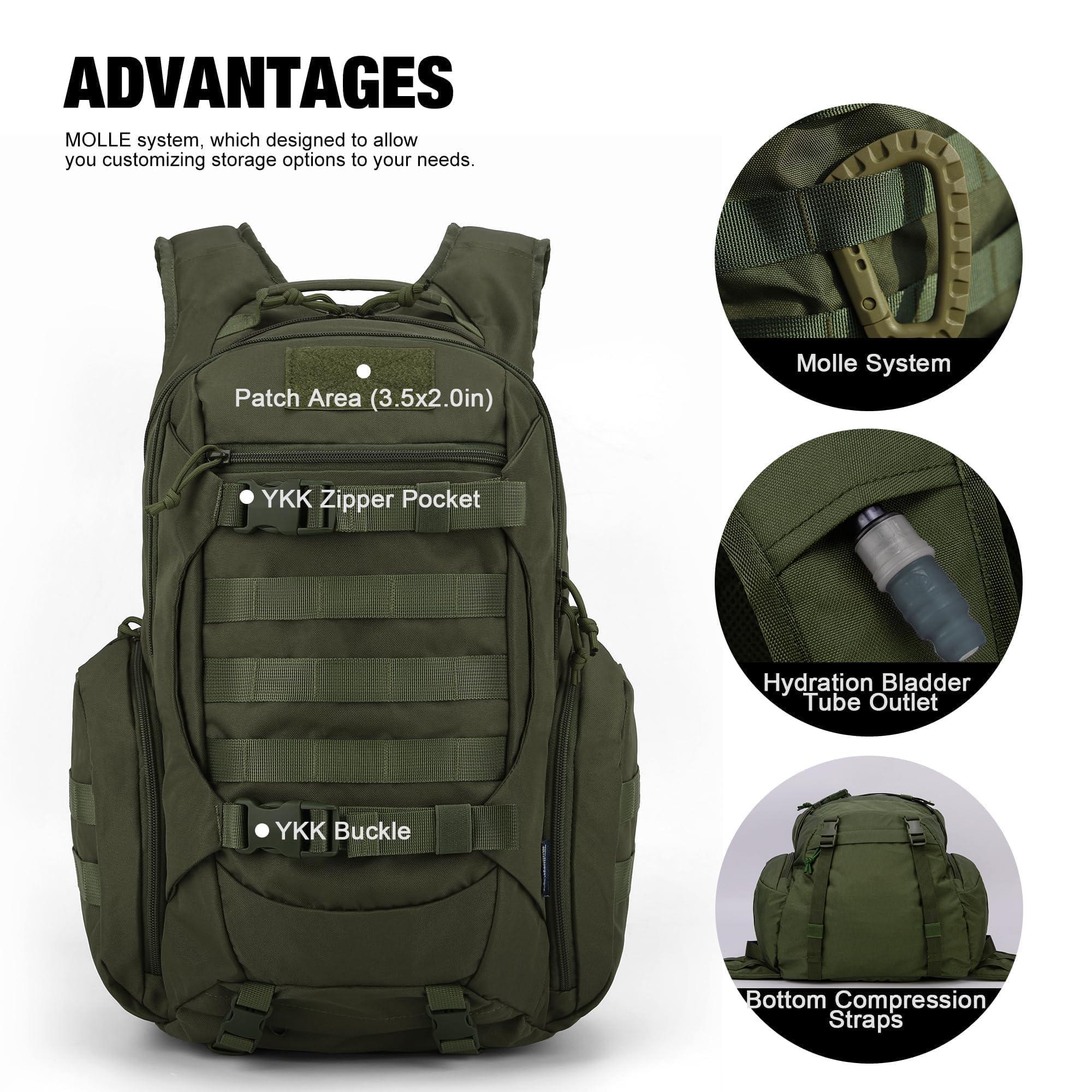 Mardingtop Tactical Molle Backpack for Men - 28L EDC Hiking & Motorcycle Backpack view 3