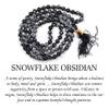 Reiki Crystal Products Black and Grey 108 Beads Crystal Snowflake Obsidian 6 mm Stone Mala for Men and Women view 2