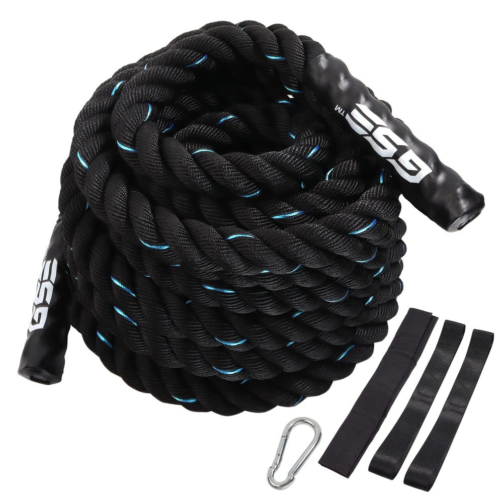 GSE Games & Sports Expert Gym Battle Rope, Heavy-Duty Workout Ropes for Indoor & Outdoor Workout, Exercise Rope for Strength Training - 30 Feet