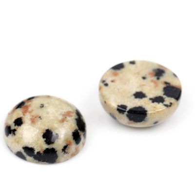 GEM-Inside Dalmatian Dalmation Jasper Gemstone Cabochon for Jewelry Crystal Flat Back Round Semi Precious 5PCS 20mm CAB
