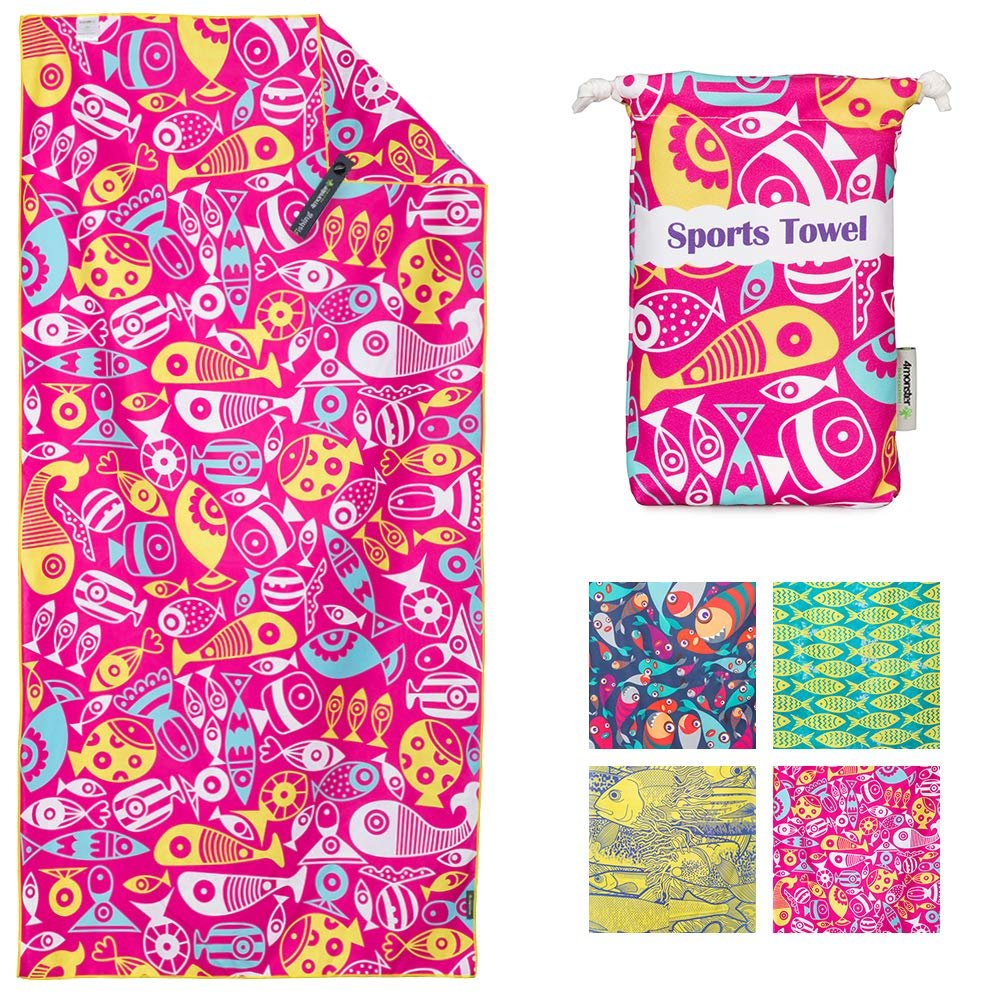 4Monster Microfiber Beach Towel Quick Dry,Super Absorbent Lightweight Travel Towel for Swimmers, Sand Free Camping Towel, Beach Towels for Pool,Swim,Water Sports,Yoga