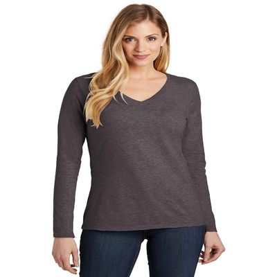 District Women's Very Important Tee Long Sleeve V-Neck XL Heathered Charcoal