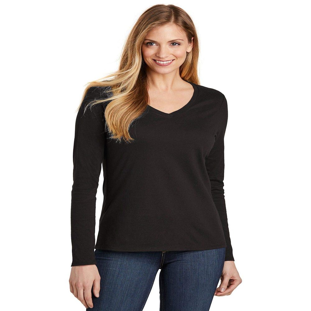 District Women's Very Important Tee Long Sleeve V-Neck XS Black