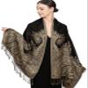 Achillea Soft Silky Reversible Paisley Pashmina Shawl Wrap Scarf w/Fringes (Big Paisley Black) view 1