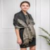 Achillea Soft Silky Reversible Paisley Pashmina Shawl Wrap Scarf w/Fringes (Big Paisley Black) view 4