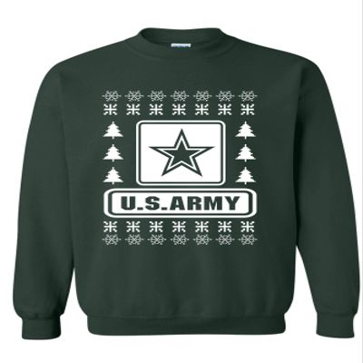 ALLNTRENDS Adult Sweatshirt US Army Ugly Christmas USA Military (M, Forest Green)