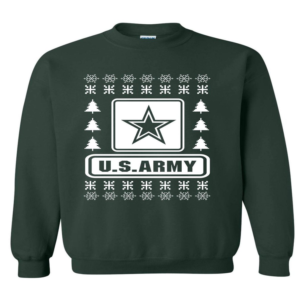 ALLNTRENDS Adult Sweatshirt US Army Ugly Christmas USA Military (M, Forest Green)