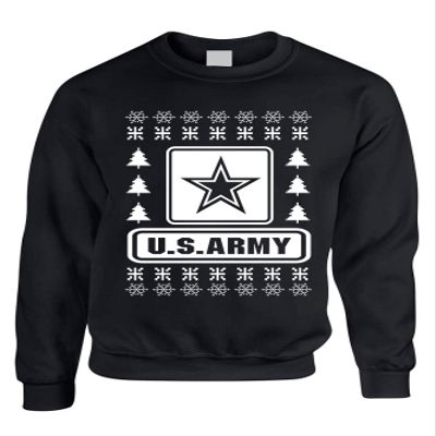 ALLNTRENDS Adult Sweatshirt US Army Ugly Christmas USA Military (L, Black)