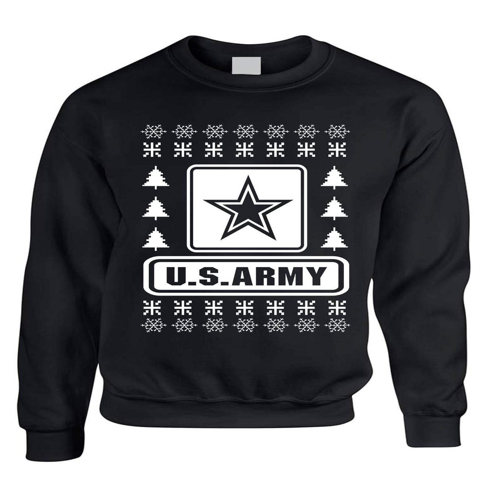 ALLNTRENDS Adult Sweatshirt US Army Ugly Christmas USA Military (L, Black)