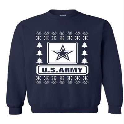 ALLNTRENDS Adult Sweatshirt US Army Ugly Christmas USA Military (S, Navy Blue)