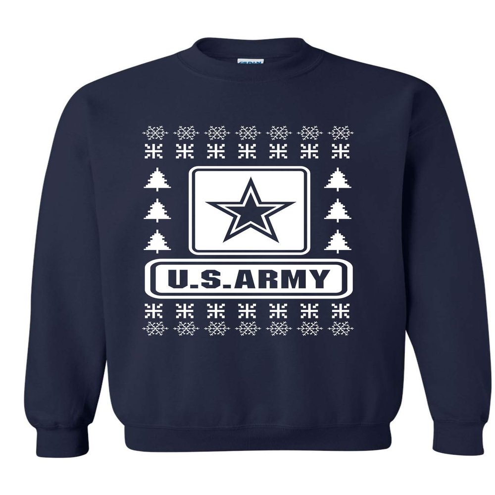 ALLNTRENDS Adult Sweatshirt US Army Ugly Christmas USA Military (S, Navy Blue)