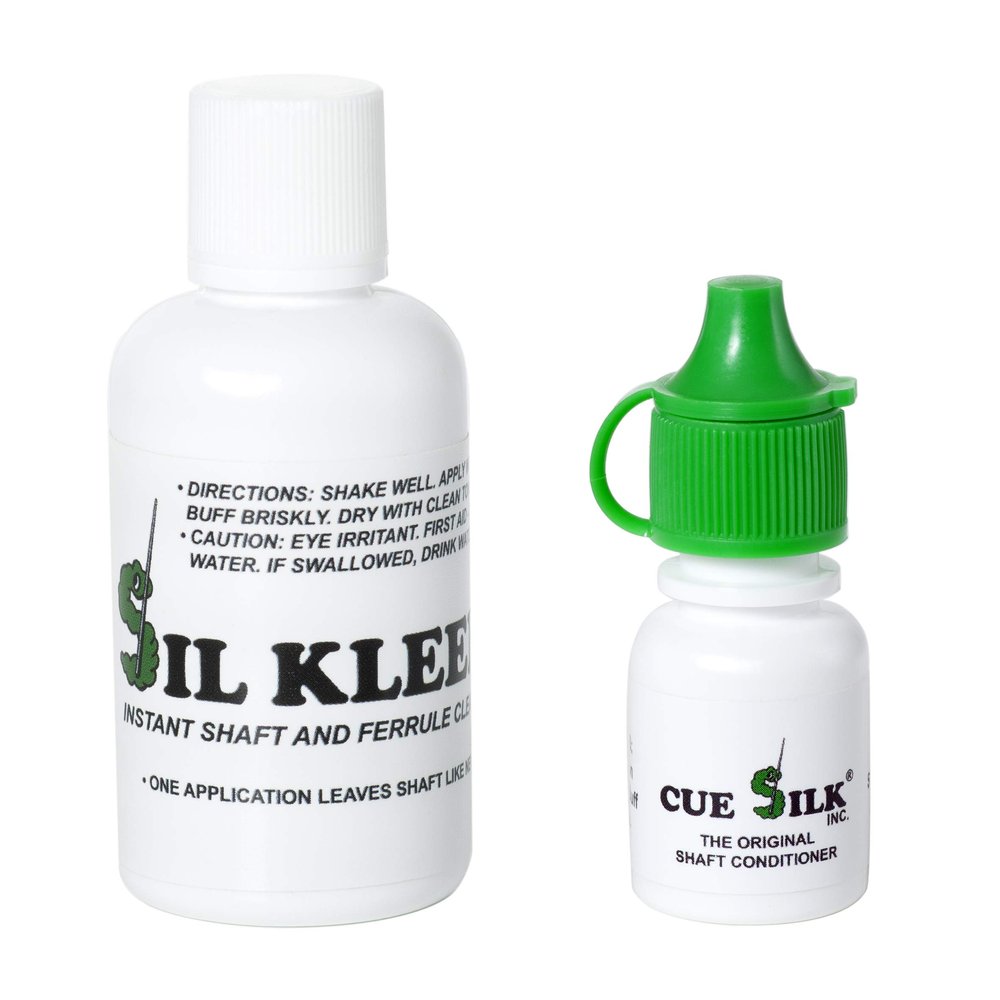 Cue Silk Bundle of 2 items: Sil Kleen Pool Cue Shaft and Ferrule Cleaner 1 oz Bottle & Cue Silk Pool Cue Shaft Conditioner oz Bottle