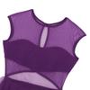 ACSUSS Womens Adult Crew Neck Asymmetrical Mesh Tank Dress Lyrical Modern Latin Dance Costume Dark_Purple Large view 4