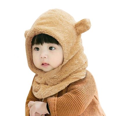 Baby Kids Warm Winter Hat and Scarf Set Cute Thick Plush Earflap Hooded Animal Ears Hat Infinity Scarf Beanie Skull Cap Neck Warmer Snood Loop Scarves for Toddlers Children Girls Boys Age 6-24 Months