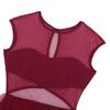 ACSUSS Womens Adult Crew Neck Asymmetrical Mesh Tank Dress Lyrical Modern Latin Dance Costume Wine_Red X-Large view 4