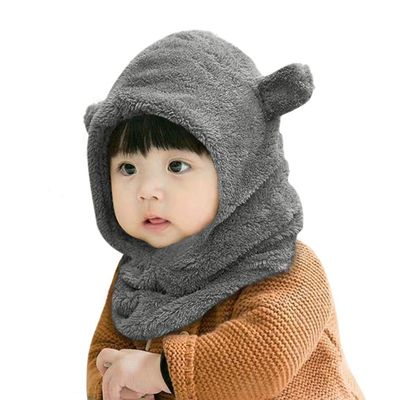 Baby Kids Warm Winter Hat and Scarf Set Cute Thick Plush Earflap Hooded Animal Ears Hat Infinity Scarf Beanie Skull Cap Neck Warmer Snood Loop Scarves for Toddlers Children Girls Boys Age 6-24 Months