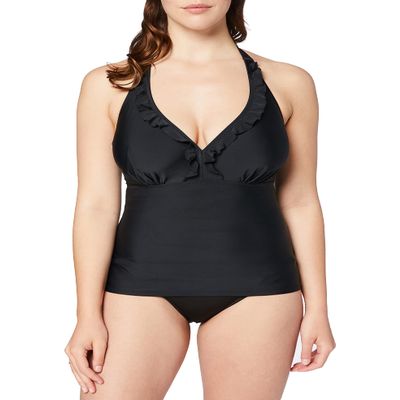 Pour Moi Women's Splash Underwire Halter Tankini Swim Top, 6011, Black, 34F