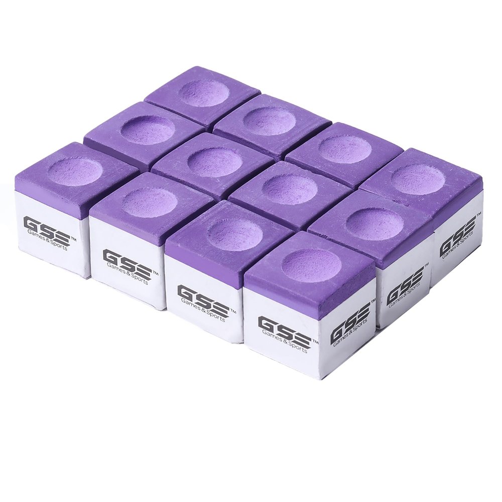 GSE Games & Sports Expert 12-Pack Billiard/Pool Cue Chalks, Billiard Pool Table Accessories for Home/Tournament Use (Purple)