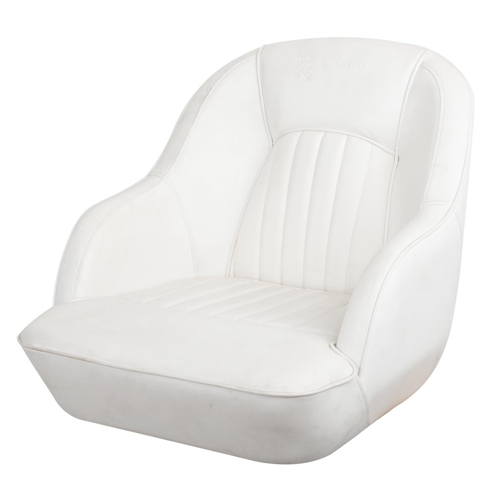 Seamander Pontoon Captains Bucket Boat Seat, 19.7H x 22.2L x 21.7D inches, Injection Molded Plastic Frame, Plush Foam Padding, Marine Grade Vinyl, 5x5 or 5x12 inch Mounting Pattern
