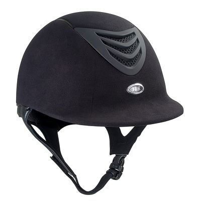 IRH Horseback Riding Safety Ergonomic Washable Rear Side Ventilation Equestrian IR4G Helmet, Black Amara Suede w/Matte Black Vent, X-Large