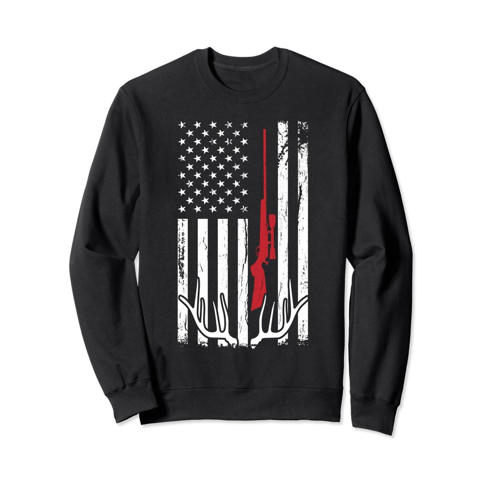 Hunter American Flag Sweatshirt USA Hunting Deer Gift