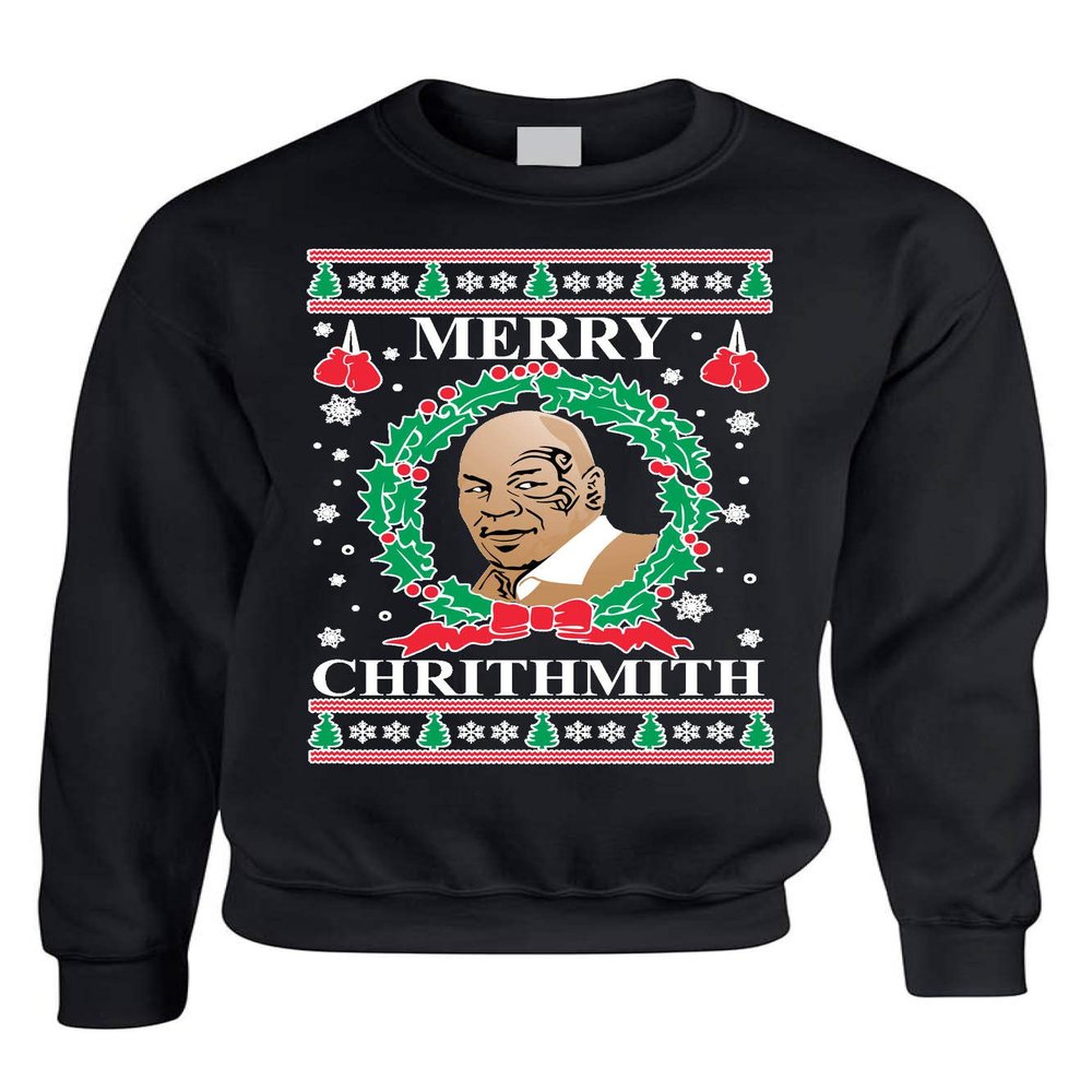 ALLNTRENDS Adult Sweatshirt Merry Christhmith Tyson Ugly Xmas (M, Black)