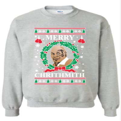 ALLNTRENDS Adult Sweatshirt Merry Christhmith Tyson Ugly Xmas (M, Sporty Grey)