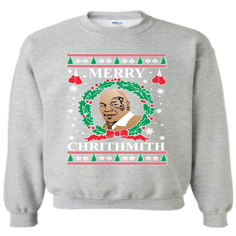 ALLNTRENDS Adult Sweatshirt Merry Christhmith Tyson Ugly Xmas (M, Sporty Grey)