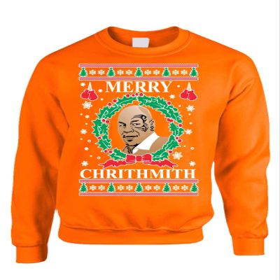 ALLNTRENDS Adult Sweatshirt Merry Christhmith Tyson Ugly Xmas (M, Orange)