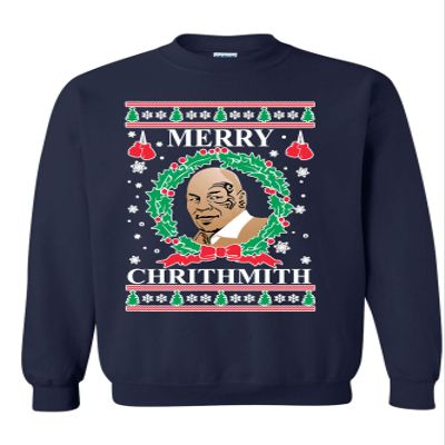 ALLNTRENDS Adult Sweatshirt Merry Christhmith Tyson Ugly Xmas (L, Navy Blue)