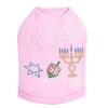 Happy Hanukkah - Dreidel, Menorah and Star of David - Bling Rhinestone Hanukkah Dog Shirt, M Pink view 1