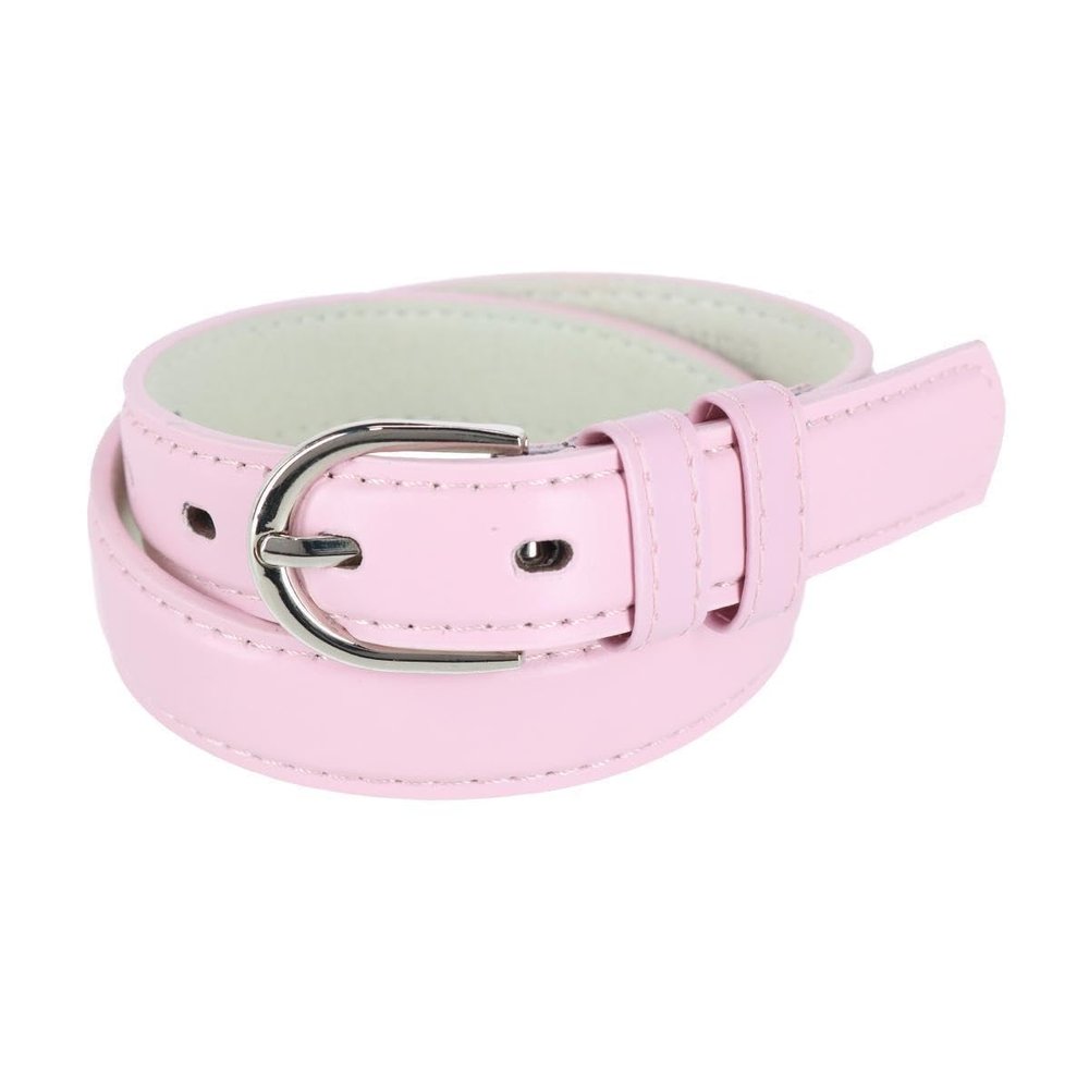 CTM Kid's Leather 1 inch Basic Dress Belt, Xlarge, Light Pink