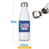 Premium White 17oz Double Walled Insulated Cola-Shaped Stainless Water Bottle/Trump For President 2020 view 1