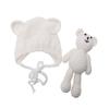 Matissa Newborn Baby Crochet Knit Costume Photography Prop Baby Bear Hat and Doll Set (White) view 1