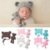 Matissa Newborn Baby Crochet Knit Costume Photography Prop Baby Bear Hat and Doll Set (White) view 3
