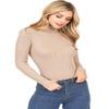 Ambiance Apparel Women's Ribbed Long Sleeve Turtleneck Top (M, Khaki) view 1