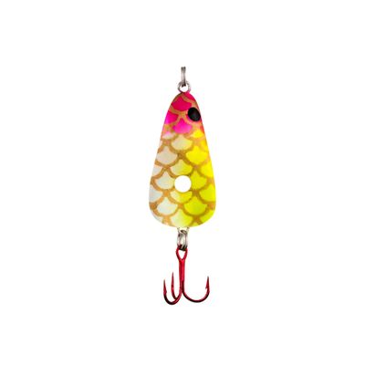Lindy Glow Spoon Glowing Ice Fishing Lure Jigging Spoon, Clown, 1/16 oz