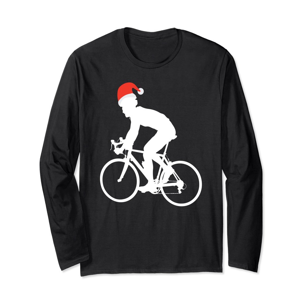 Cycling Ugly Christmas Sweater Style Long Sleeve Funny Santa