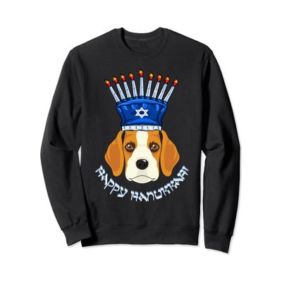 Beagle Menorah Hat Sweatshirt Hanukkah Chanukah Gift