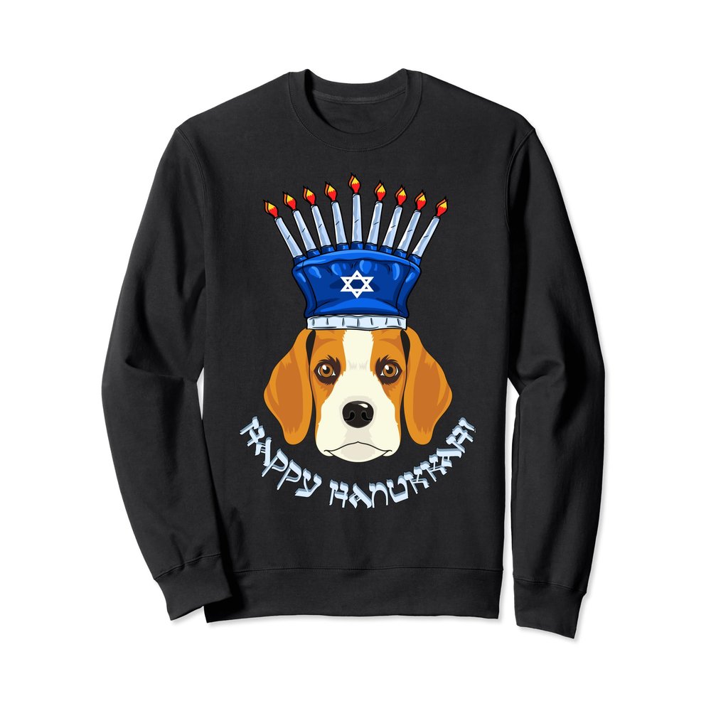 Beagle Menorah Hat Sweatshirt Hanukkah Chanukah Gift