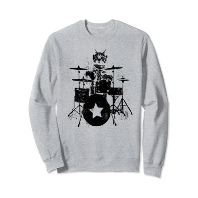 Cat Drummer Playing Drums Sweatshirt