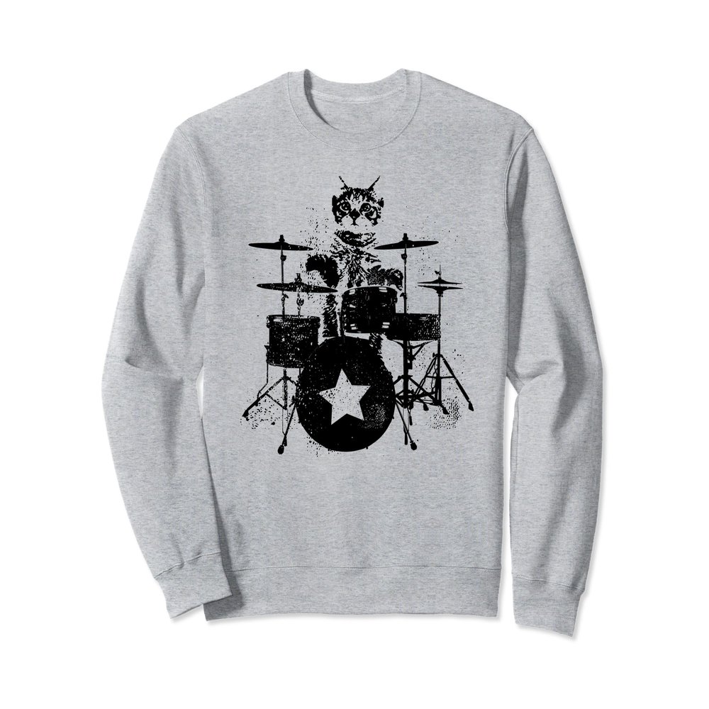 Cat Drummer Playing Drums Sweatshirt