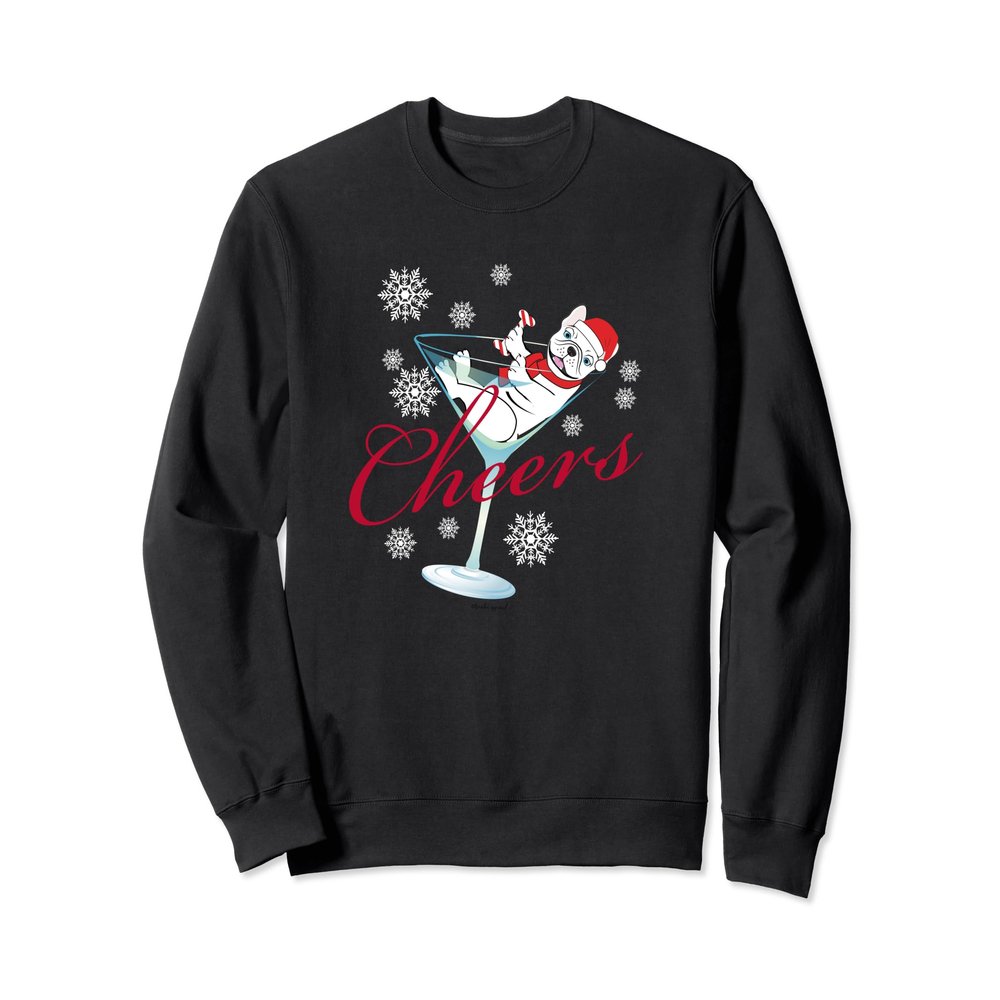Cute French Bulldog Frenchie Christmas Cheers Sweatshirt
