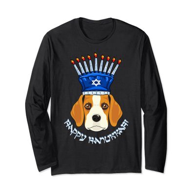 Beagle Menorah Hat Hanukkah Chanukah Long Sleeve