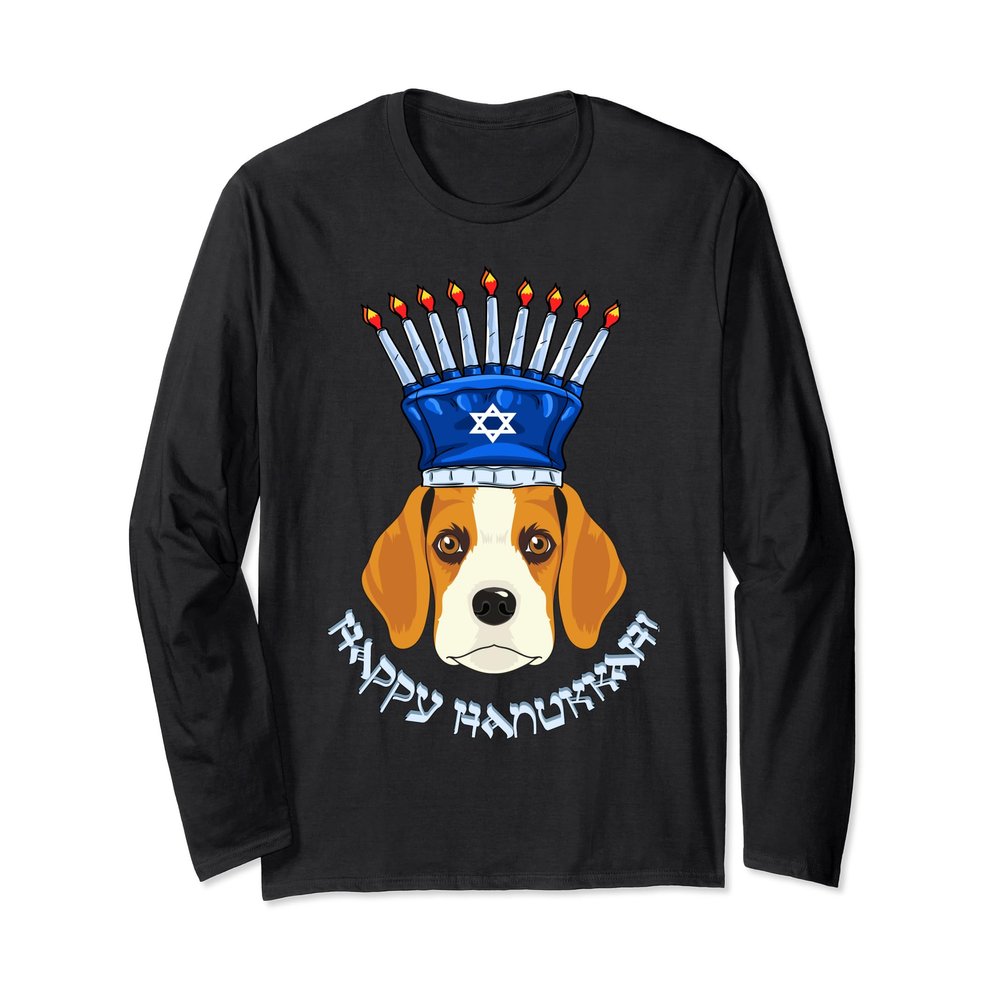 Beagle Menorah Hat Hanukkah Chanukah Long Sleeve