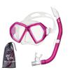 Reef Tourer RC0107 Adult 2-Window Mask & Snorkel Combo Set, Semi-Dry Top, Purge Valve, Low Volume, Tempered Glass Lens, with Reusable Travel Mesh Bag, Bougainvillea Pink view 1